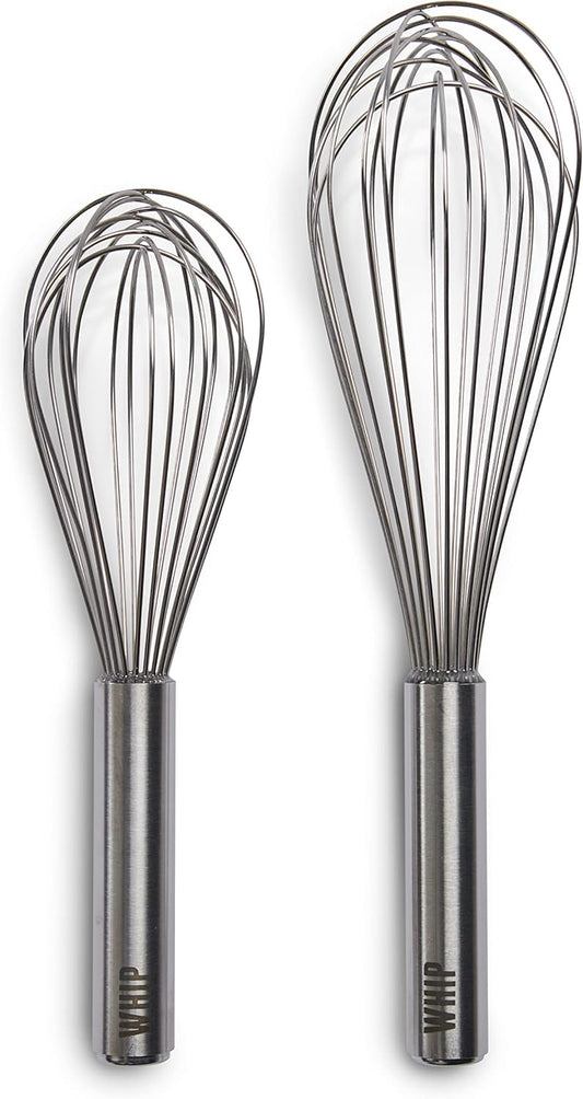 Tovolo Stainless Steel Whisk Set of 5 Complete Dishwasher Safe Collection 6" Mini, 9" Beat, 10" Flat for Sauce, 11" Balloon Whip and 12" Dutch Dough Whisk for Cooking Whisking Mixing Whipping Beating