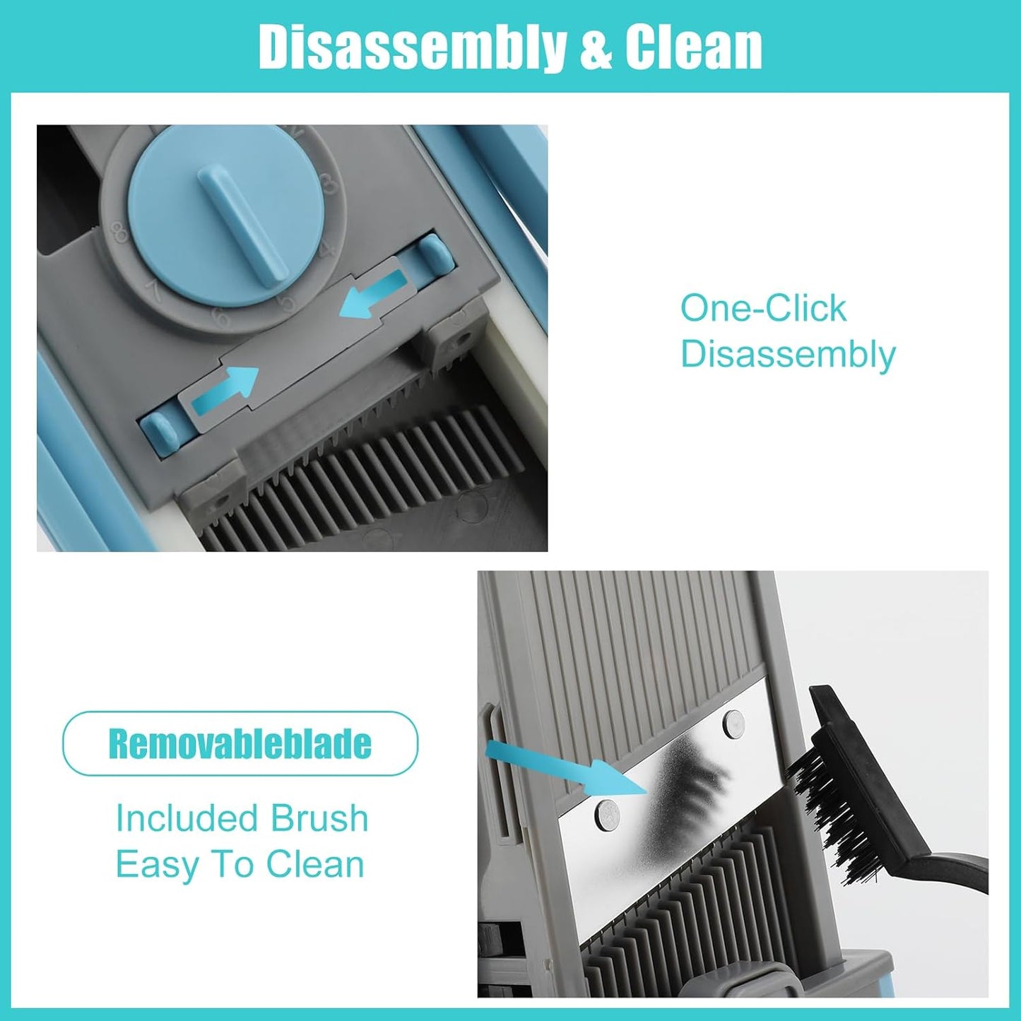 Mandoline Slicer for Kitchen, Safe Vegetable Chopper & Potato Slicer with Adjustable Thickness and Container for Meal Prep, Ideal for Home & Commercial Use, Kitchen Gift(Blue)