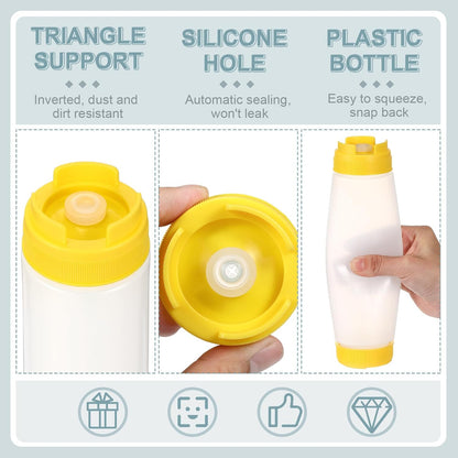 Didaey 4 Pcs 20 oz Inverted Squeeze Bottles Condiment Squeeze Bottle Refillable Plastic Tip Large Valve Dispenser for Sauces Ketchup Sour Cream Self Sealing Syrup Dispenser for Restaurants(White)