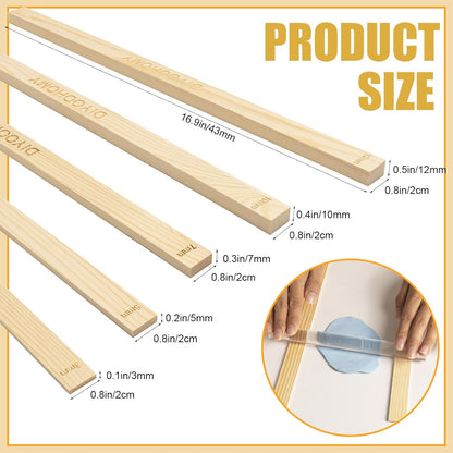 DIYOOHOMY 10 Pcs 17"L Rolling Pin Guides for Dough Thickness Polymer Clay Tools, Wooden Slab Roller for Clay, Clay Rolling Pin Depth Guide Pottery Ceramics Supplies