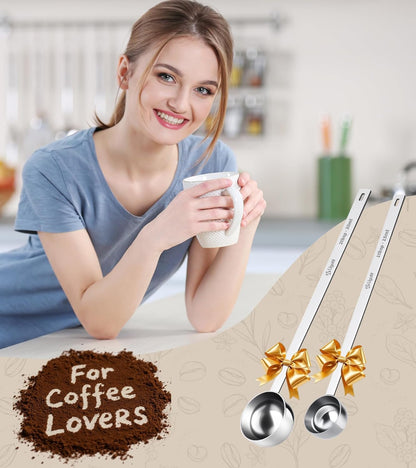 Ugotit Coffee Scoop for Ground Coffee, Long Handle Measuring Spoon for Protein Powder, Baking, 2 Tablespoon 18/8 Stainless Steel Coffee Scoop,Hanging Hole