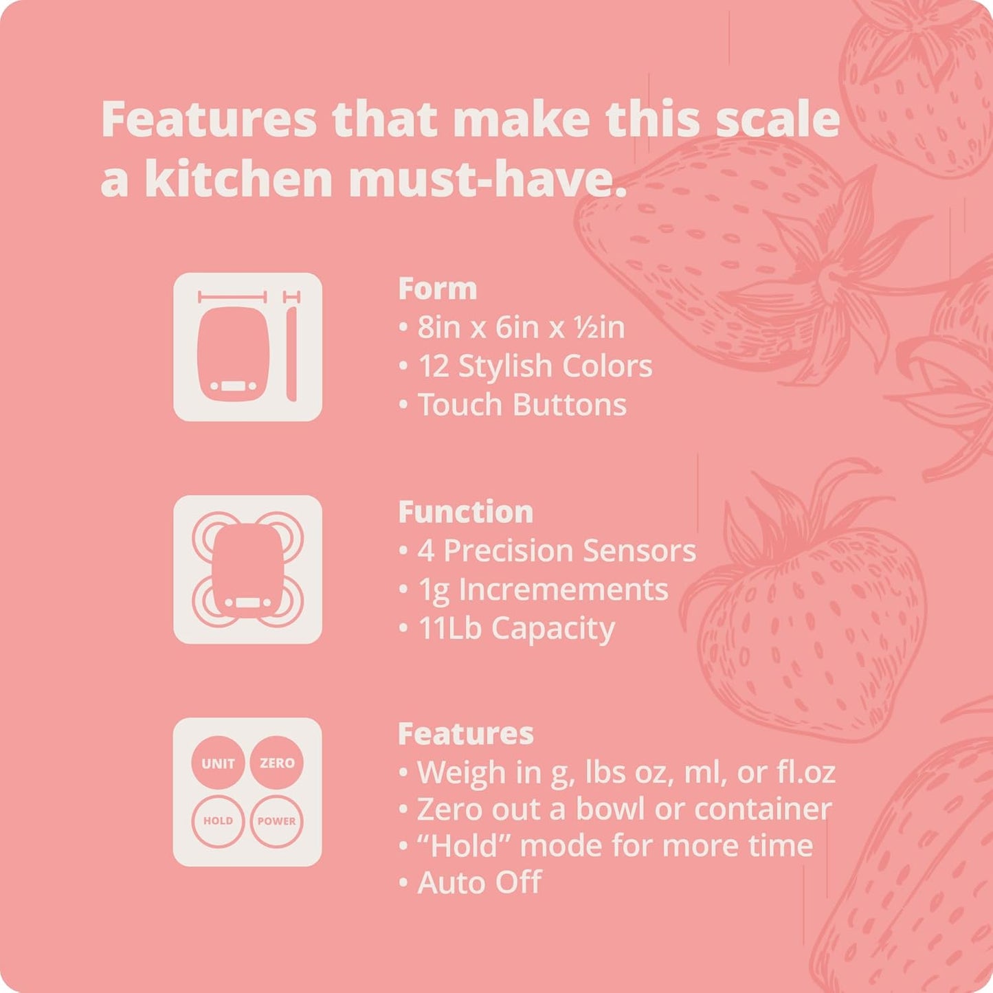Greater Goods Food Scale – Digital Kitchen Scale, 1g Precision, Easy-Tare & Quick Conversion, Slim Compact Design, Durable & Portable | Ideal for Cooking, Baking & Meal Prep