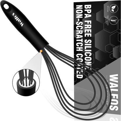 Walfos Whisk,304 Stainless Steel whisk,No-Rust 7+9+11inch Whisks for cooking Nice for Blending,Whisking,Beating.Heat resistant 600°F Dishwasher Safe. Heavy duty kitchen whisk.17.7+22.8+27.9cm -SILVER
