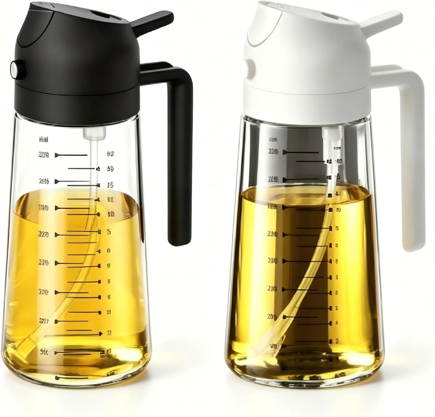 TrendPlain 16oz/470ml Glass Olive Oil Sprayer for Cooking – 2 in 1 Olive Oil Dispenser Bottle for Kitchen Gadgets and Air Fryer Accessories, Salad, BBQ - Green