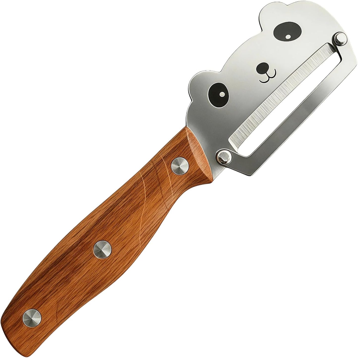 Maxjoy Multifunctional Vegetable Peeler, Zero Flex & Zero Snag, Stainless Steel with Wooden Handle, 2 in 1 Peeler with Bottle Opener for Potato Apple Carrot Fruit