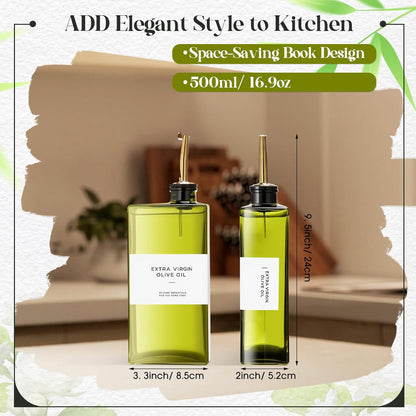 4 Set 17oz Colorful Olive Oil Dispenser Bottles for Kitchen, Uv-blocking Oil and Vinegar Dispenser Set with Labels and Funnel, Leakproof Container for Home Restaurant