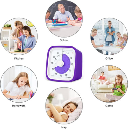 Yunbaoit Visual Timer with Protective Case, Rainbow Disk 60 Minute Countdown Timer for Kids and Adults, Silent Time Management Tool(Blue Rainbow)