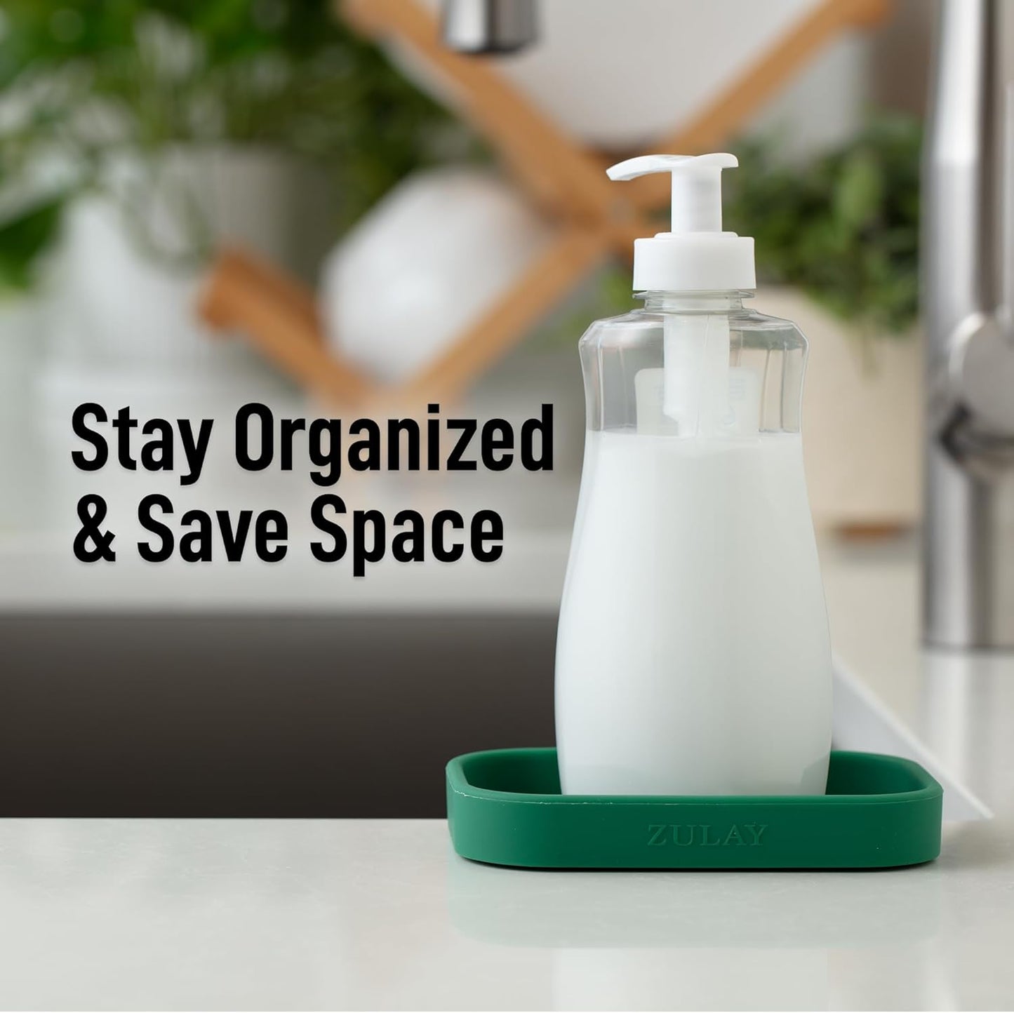 Zulay Kitchen (9x3.5in Sponge Holder for Kitchen Sink - Flexible Heavy-duty Multipurpose Sink Caddy - Counter Organizer for Kitchen, Bathroom, Makeup, Trinkets & More! (Grey)