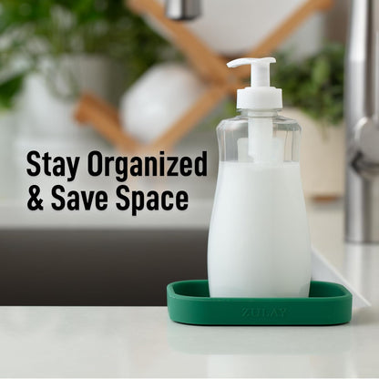 Zulay Kitchen (9x3.5in Sponge Holder for Kitchen Sink - Flexible Heavy-duty Multipurpose Sink Caddy - Counter Organizer for Kitchen, Bathroom, Makeup, Trinkets & More! (Grey)