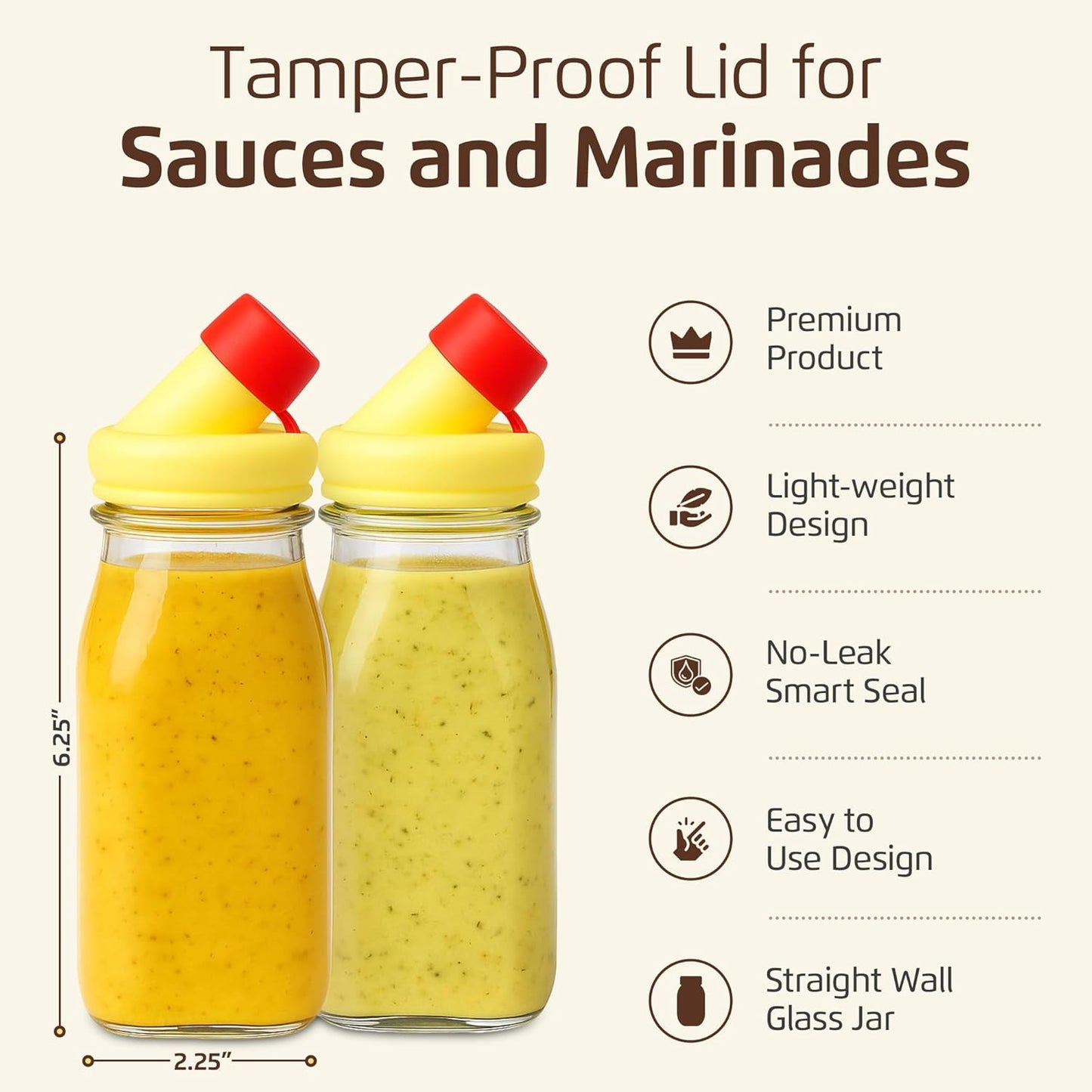 kitchentoolz Salad Dressing Shaker Bottle – 12oz Carafe Glass Bottle with Silicone Pour Spout and Tamper-Proof Lid for Sauces and Marinades - Salad Dressing Dispenser Container