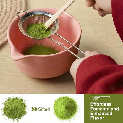 YOLIFE Matcha Whisk Set, Black Matcha Set, Ceramic Matcha Bowl and Whisk (Chasen), Holder, Sifter, Bamboo Scoop, Spoon & Spoon Rest, 7 Pcs Matcha Kit for Matcha Tea Ceremony