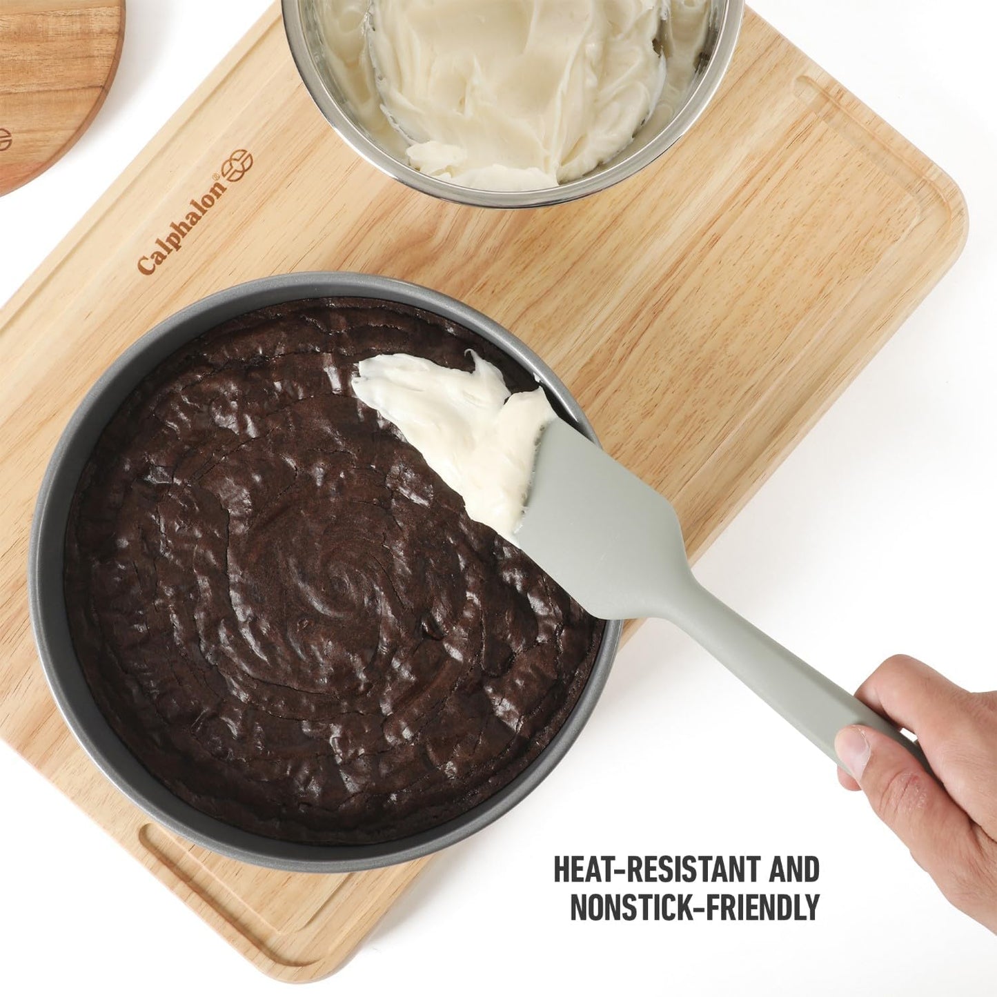 Calphalon Prime Scraper Set, 2-Piece Silicone Kitchen Scraper Set, Flexible Baking & Cooking Scrapers, Heat-Resistant Nonstick-Safe Tools with Ergonomic Handles, Navy