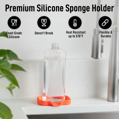 Zulay Kitchen (9x3.5in Sponge Holder for Kitchen Sink - Flexible Heavy-duty Multipurpose Sink Caddy - Counter Organizer for Kitchen, Bathroom, Makeup, Trinkets & More! (Grey)