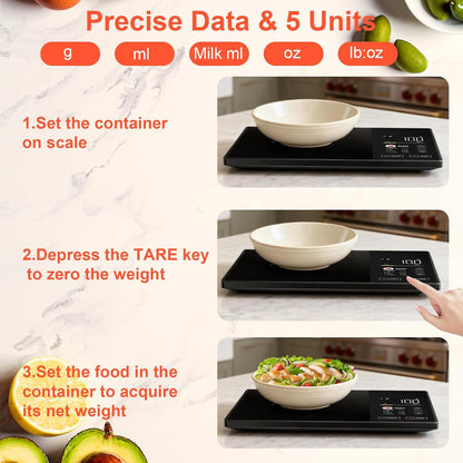 Smart Kitchen Food Scale with Nutritional Calculator, Calorie Fat Carbs Protein Tracker, Free App, Barcode Scan, Food Preload, 23 Nutrients, On-Screen Display, Personal Goals, 11 lb / 5 kg