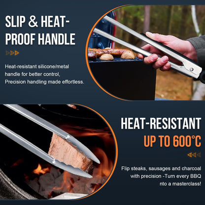Tongs For Cooking - Heat Resistant 600 Degrees Stainless Steel Kitchen Tong,Heavy Duty Metal Locking Tongs - Perfect for Food,Salad and BBQ set of 3 (7",9" and 12") Dishwasher