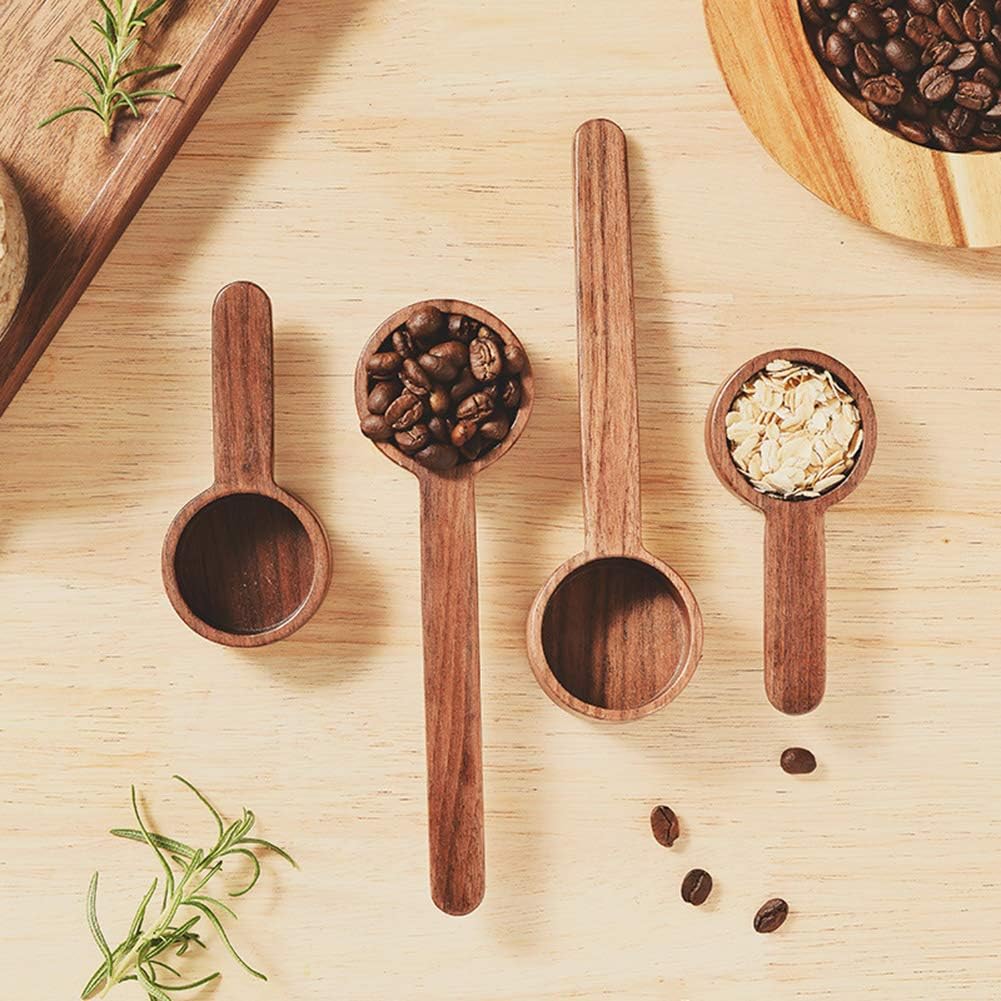 Coffee Spoons, ablespoon Scoop, Coffee Ground Spoon, Measuring for Ground Beans or tea, Soup Cooking Mixing Stirrer Kitchen Tools Utensils, 1 Wooden Tea Scoop (Walnut Wooden 3.86 in）