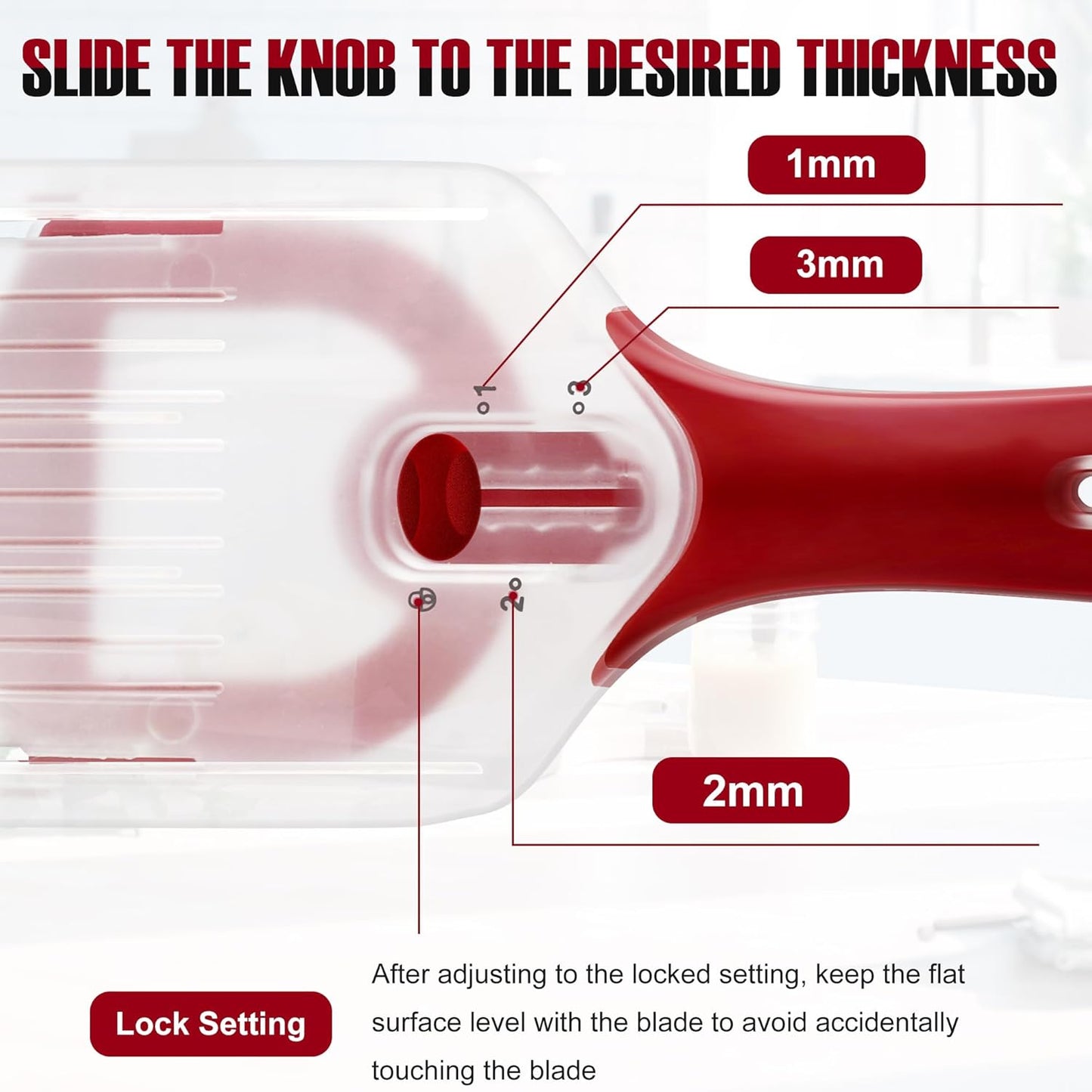 Mandoline Slicer with Hand-Held, Vegetable Slicer with Food Holder， Adjustable Stainless Steel Blade, Comfort Grip, Easy to Clean, Ideal for Speedy Slicing of Fruits and Vegetables