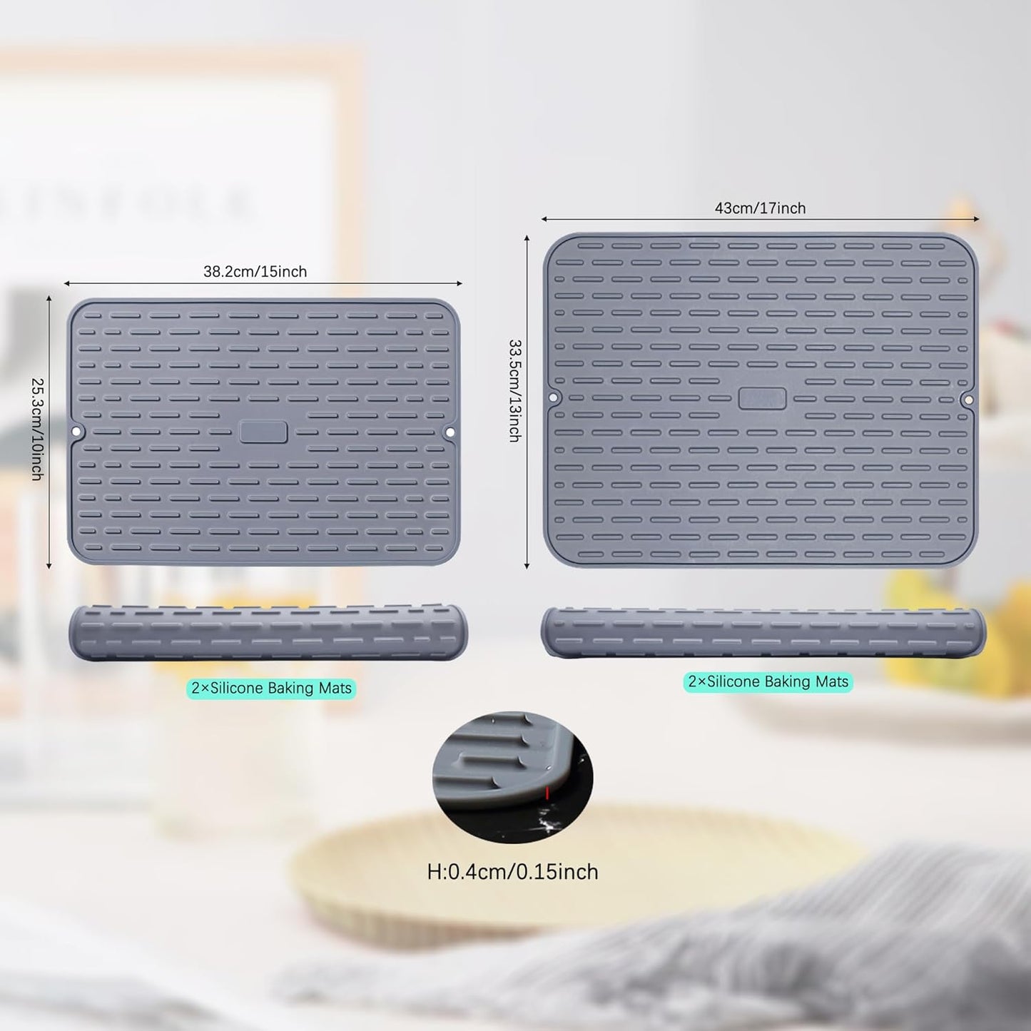 To encounter Silicone Dish Drying Mat - Extral Large 24" x 18" - Set of 2 Flexible Rubber Drying Mat, Heat Resistant Silicone Trivet, Countertop Mat, Dish Draining Mat, Sink Mat