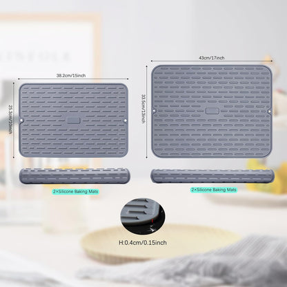 To encounter Silicone Dish Drying Mat - Extral Large 24" x 18" - Set of 2 Flexible Rubber Drying Mat, Heat Resistant Silicone Trivet, Countertop Mat, Dish Draining Mat, Sink Mat