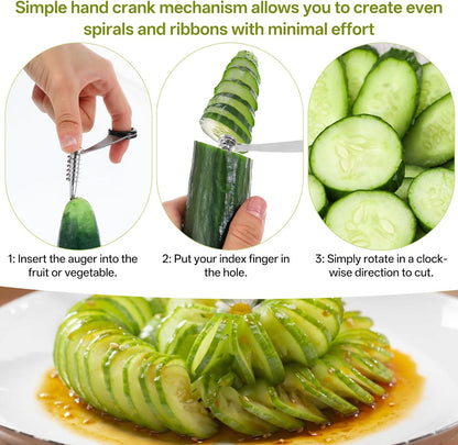 WLLHYF 3 Pcs Spiral Potato Cutters, Stainless Steel Potato Cutters Peelers Portable Vegetable Spiralizer Cutter Manual Spiral Slicer Kitchen Tools for Potatoes Tomato Cucumber Carrot Fruits