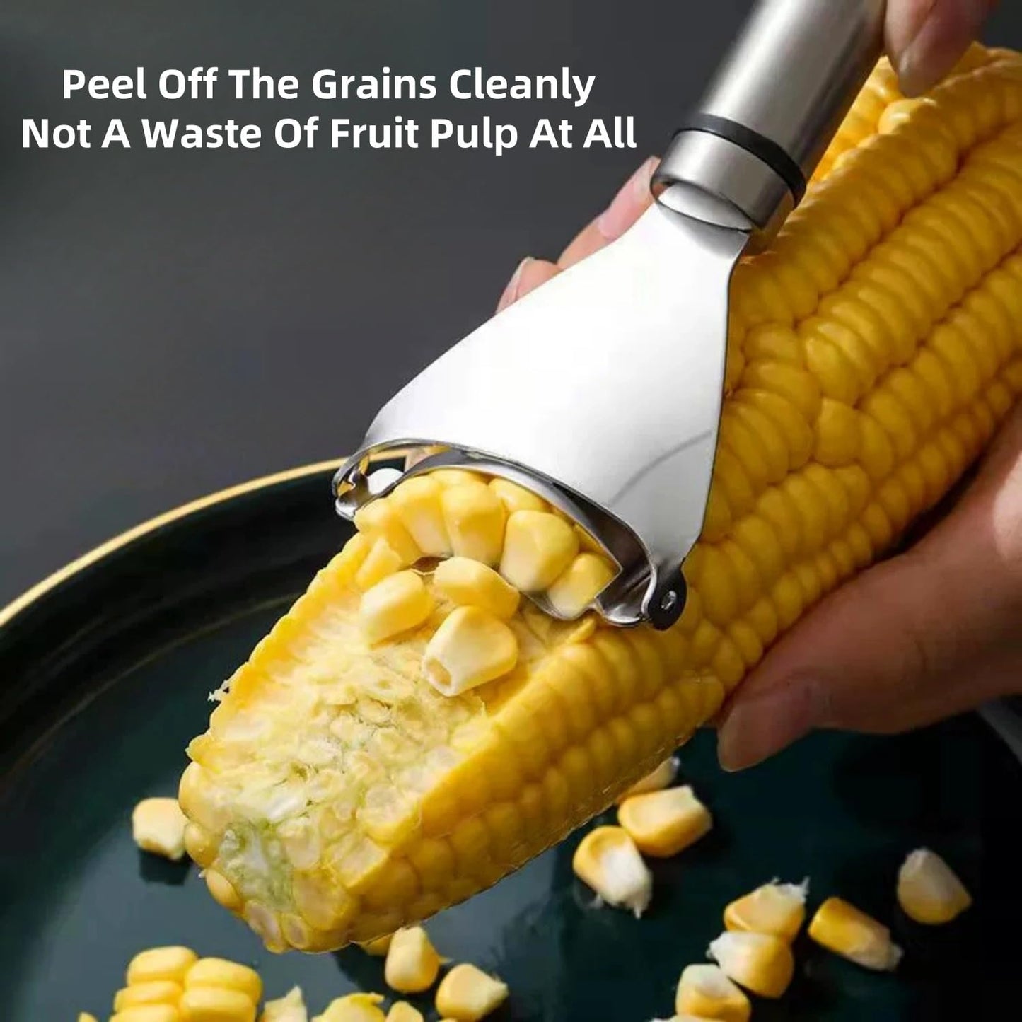 Corn Scraper,Stainless Steel Corn Peeler,Corn Cob Stripper,Corn Cob Thresher,Corn Kernel Remover Tool with Ergonomic Handle,for Kitchen Gadget (1pcs)