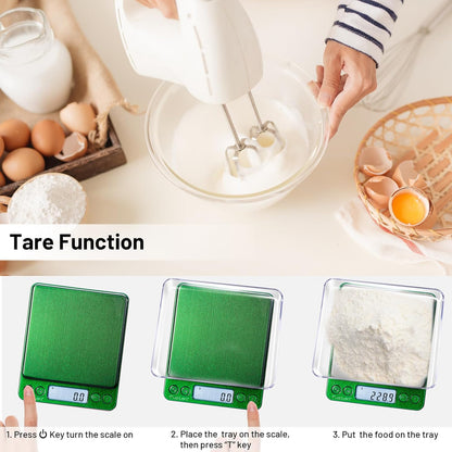 Fuzion Digital Kitchen Scale 3000g/ 0.1g, Pocket Food Scale 6 Units Conversion, Gram Scale with 2 Trays, LCD, Tare Function, Reptile Scale, Herb Scale(Battery Included)