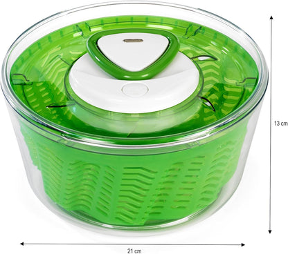Zyliss Easy Spin 2 Salad Spinner, Large 6L Capacity, White, Unique AquaVent™ Technology, Retractable Cord and Brake System, Non-Slip Base, Easy Cleaning, Plastic