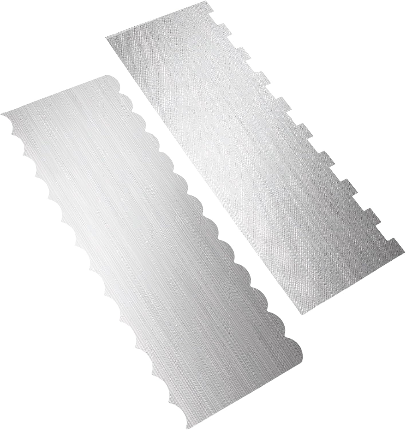 Luomorgo 2 Pack Stainless Steel Cake Scraper - 8.6 Inch Double Patterned Sides for Butter Cream, Mousse & Fondant Smoothing Decorating Comb, Edge Smoother & Frosting Tool