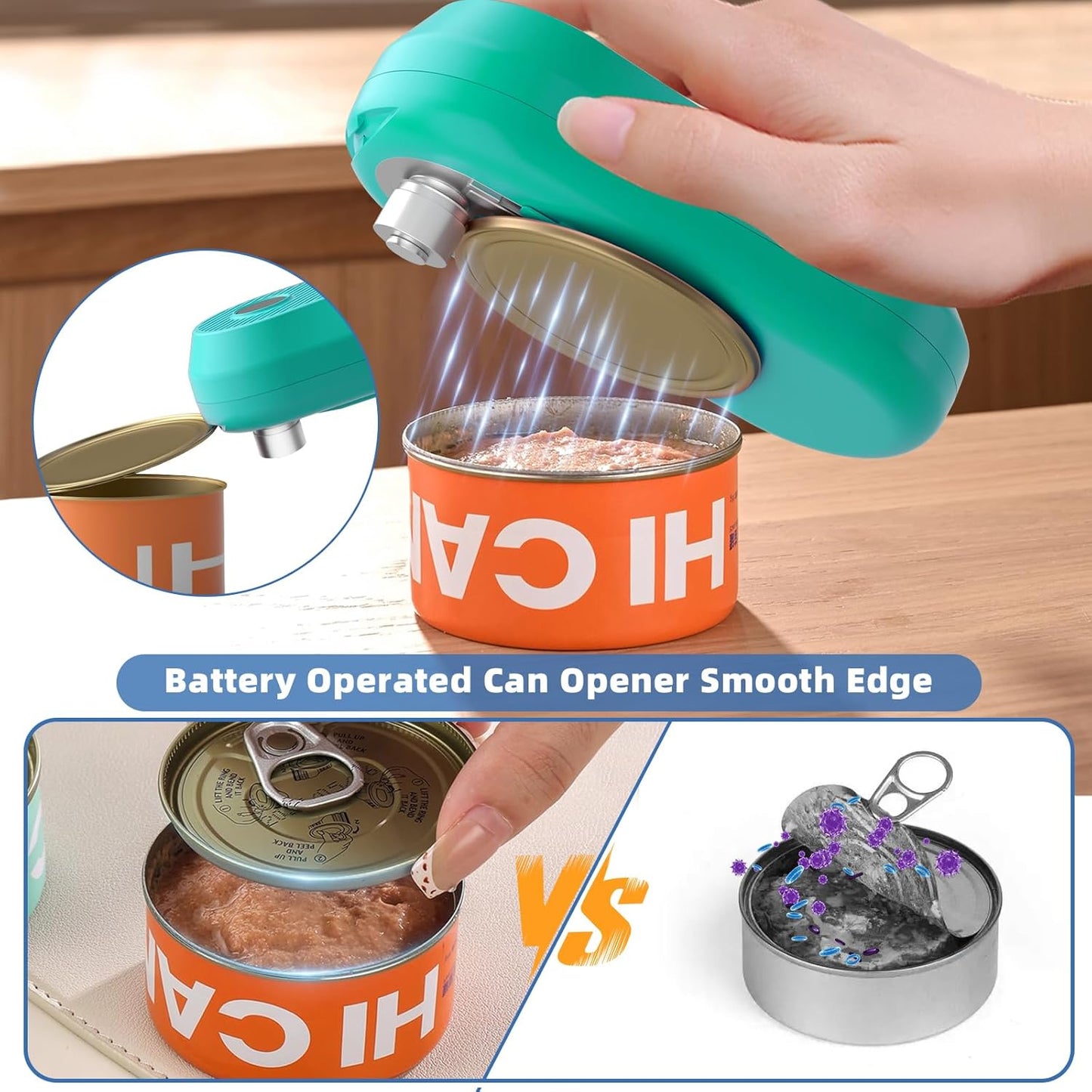Electric Can Opener, Rechargeable Can Openers for Seniors & Arthritis, One-Touch Automatic Can Opener, Hands-Free, Smooth Edge, Compact, Kitchen Gadgets