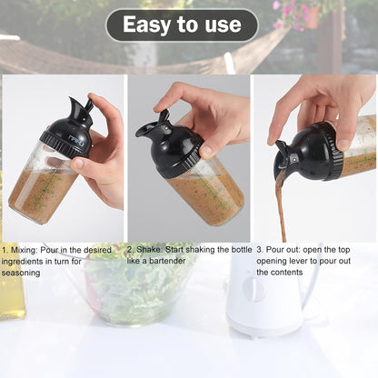 200ml Salad Dressing Shaker Container Condiment Bottles Salad Dressing Bottles Leakage Proof Salad Dressing Jar with Lid for Kitchen (Black)