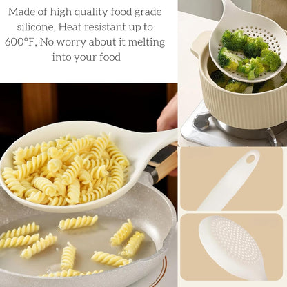 Extra Large Skimmer Slotted Spoon, 14.5 inch Silicone Strainer Skimmer Ladle Spoon Spider for Cooking and Frying, Pasta Strainer Spoon Frying Kitchen Cooking Colander