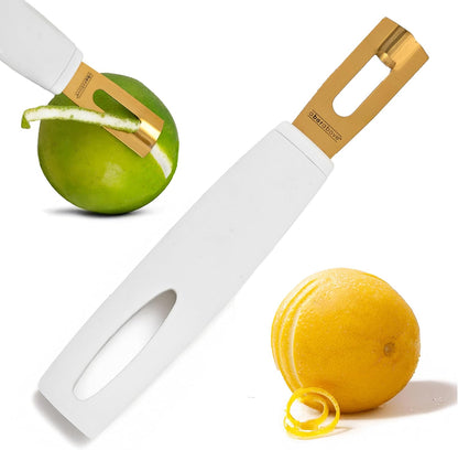 A Bar Above Black Handle Stainless Steel Channel Knife, Chef-Grade Citrus Garnish Tool, Zester and Fruit Peeler for Cocktails, Culinary Presentation, and Kitchen Use