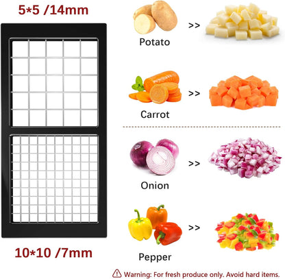 Vegetable Chopper, Onion Chopper Dicer, Mandoline Slicer, Food Chopper with Container, Vegetable Cutter for Salad Potato Carrot Garlic（2 Blades, Black）