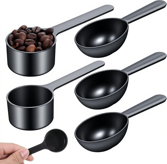Plastic Coffee Measuring Spoon, 5 Pack Small Scoops for Canisters 15g & 7g Tablespoon Measuring Spoon Short Handle Coffee Scoop for Tea, Sugar, Cereal, Spices (Black)