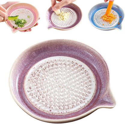 Premium Ceramic Garlic Grater Plate,Exquisitely Handcrafted Ginger Grater Plate,Modern Design Multipurpose Grinder Plates Burnishing Machine for Fruits Vegetables Ginger Garlic Onion (White)