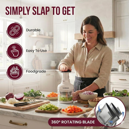 Manual Vegetable Chopper, Food Slicer, Garlic Chopper, Best for Vegetables Salads, Onion, Fruits, And Nuts, Dishwasher-safe, White, Easy to Clean