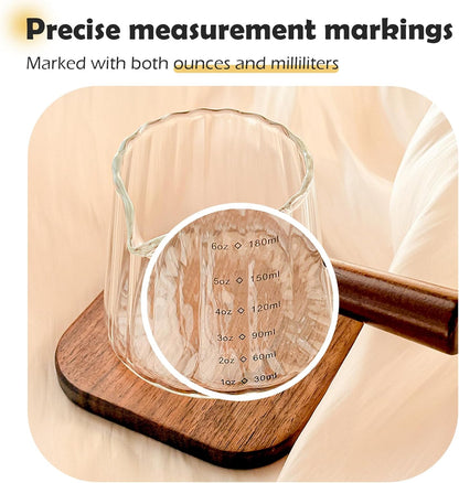 Espresso Measuring Cup with Handle, Espresso Pouring Cup, Espresso Shot Cup, 3oz Glass Measuring Cup For Coffee, Milk, Tea, Baking and Cooking (Clear 90ml)