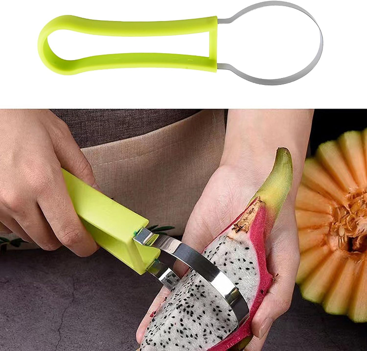 CoguZed Melon Baller Scoop Set, Melon Scooper and Fruit Carving Tools, Melon Baller with Cookie Scoop Set for Ice Cream, Melons & Cookie Dough