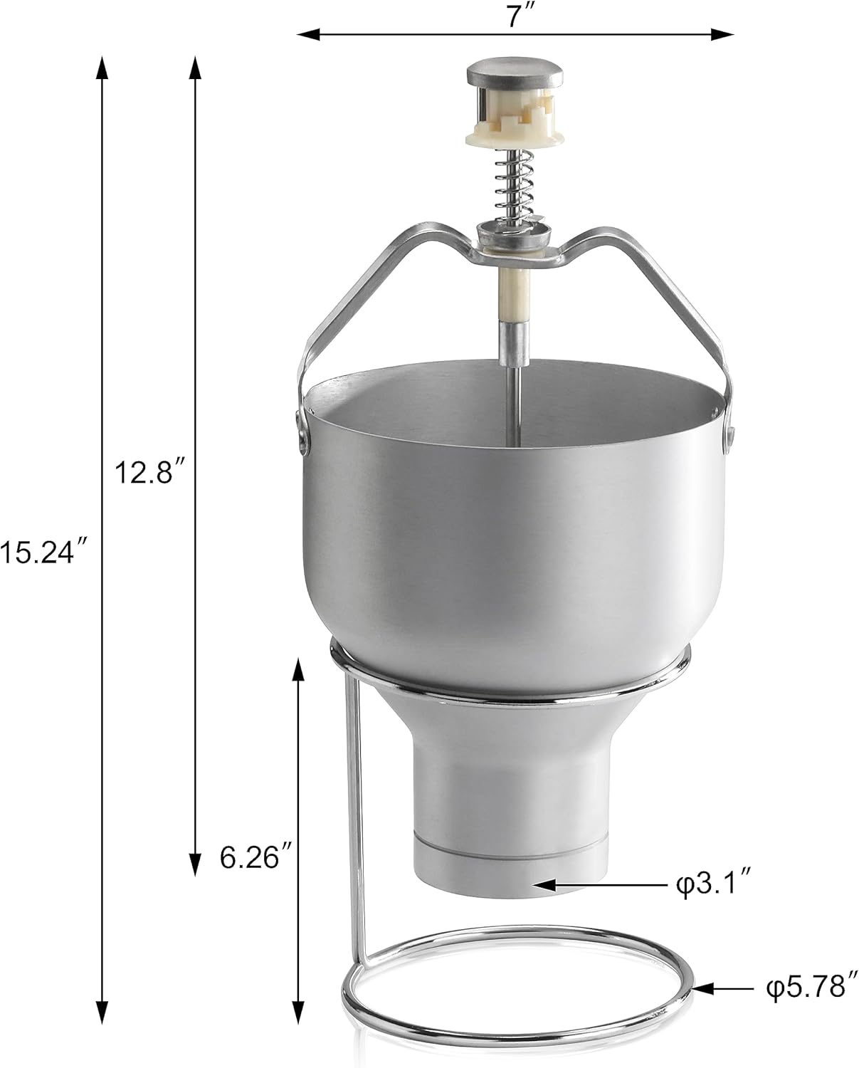 New Star Foodservice Commercial Aluminum Pancake Batter Dispenser with Stand, Portion Control Batter Dispenser for Pancakes, Waffles, Silver
