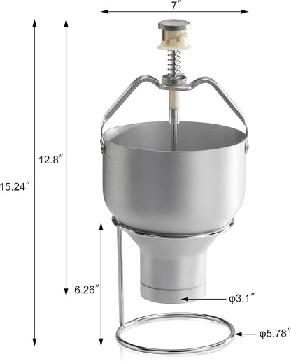 New Star Foodservice Commercial Aluminum Pancake Batter Dispenser with Stand, Portion Control Batter Dispenser for Pancakes, Waffles, Silver
