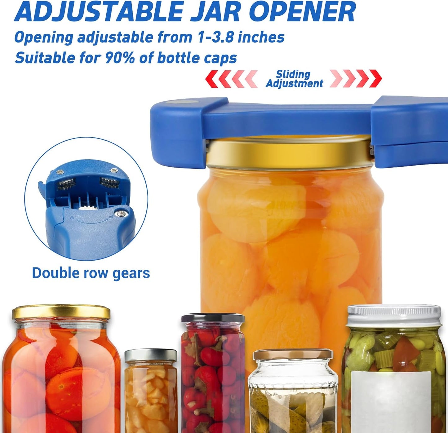 7 in 1 Jar Opener Bottle Opener and Wine Opener for Seniors with Arthritis, Weak Hands, Multi Retractable Magnetic Can Opener, Original Kitchen Lid Opener Tool (Black)