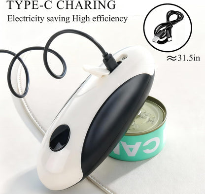 Electric Can Opener for Seniors & Arthritis - Rechargeable Automatic with One-Touch Open and Smooth Edge Cutting, Lid Remover, Food-Safe Stainless Steel Blade Easy to Use Hands-Free, Black