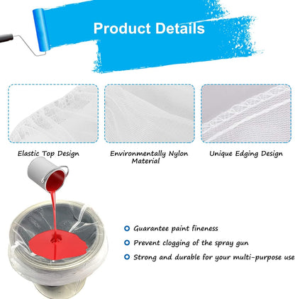 Paint Strainer Bag, 5 Gallon Paint Strainer with Elastic Top Opening White Fine Mesh Filters Bag for Paint Gardening (5 Pieces)