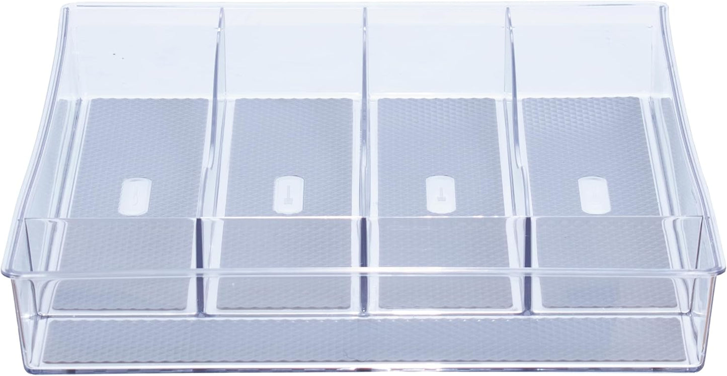 Glad Silverware & Utensil Drawer Organizer - Divided Clear Plastic Storage Tray with 5 Compartments for Kitchen Flatware and Cutlery - BPA Free, Food Safe, Non Slip, 11x13 inches