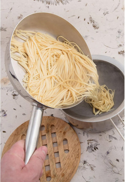 HIC Kitchen Fine Mesh Strainer With Helper Handle, 18/8 Stainless Steel, 6-Inch, For Sifting, Draining, And Straining Pasta, Vegetables, Stocks, And Sauces