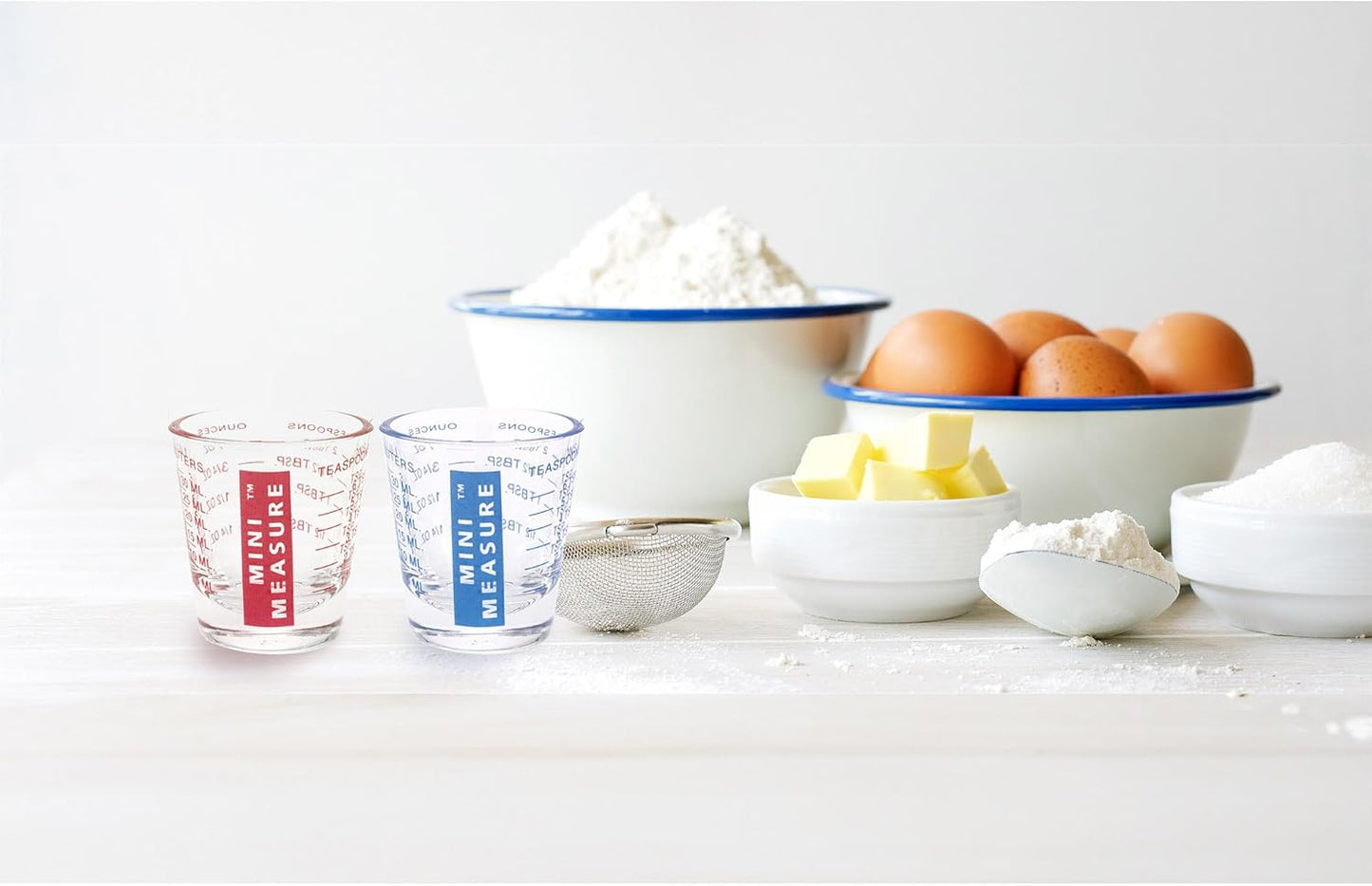 Kolder Mini Measure Heavy Glass, 20-Incremental Measurements Multi-Purpose Liquid and Dry Measuring Shot Glass, White