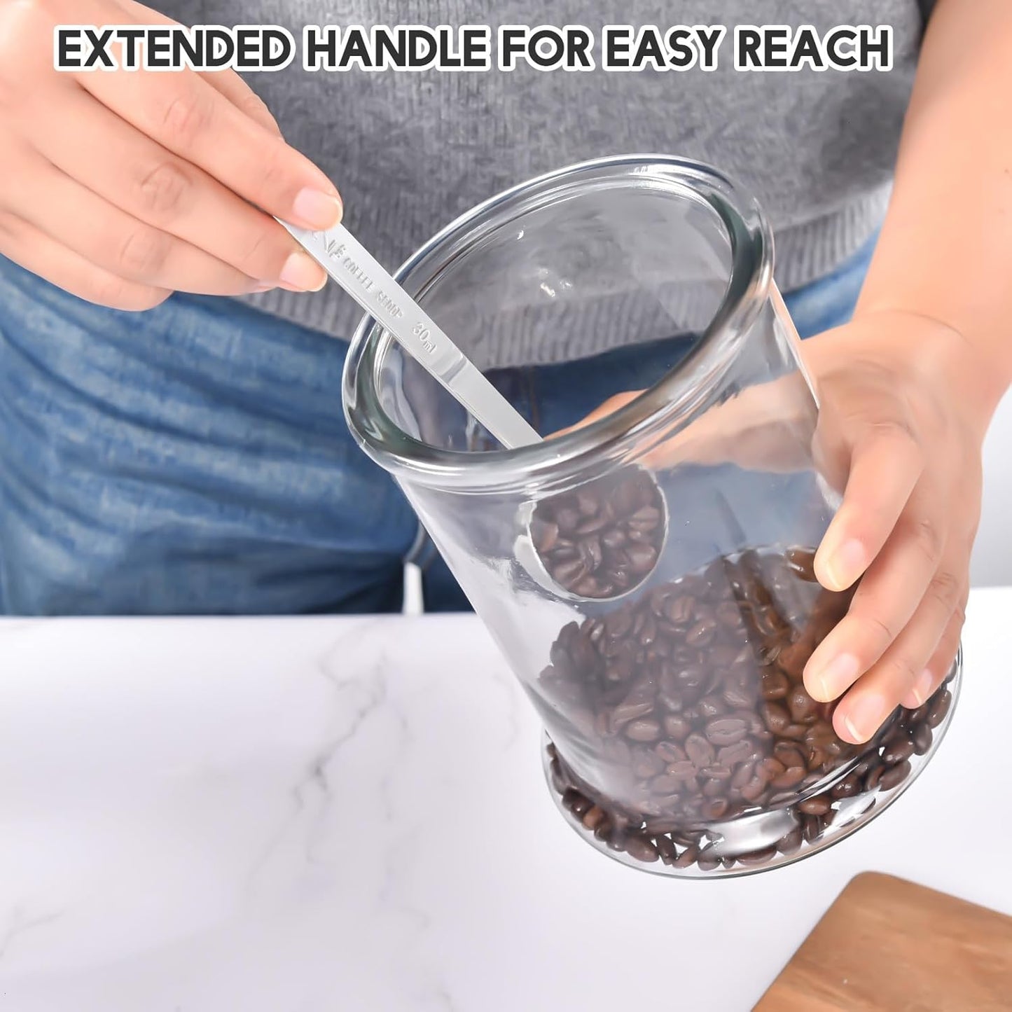 Timoo Coffee Measuring Scoop 1 Tablespoon long handle Stainless Steel spoon for Coffee, Milk Powder, Fruit Powder, Set of 5