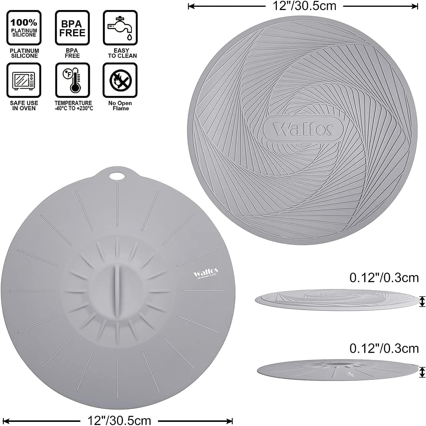 Walfos Silicone Trivet Mats - 4 Heat Resistant Pot Holders, Multipurpose Non-Slip Hot Pads for Kitchen Potholders, Hot Dishers, Jar Opener, Spoon Holder, Food Grade Silicone & BPA Free (Black)