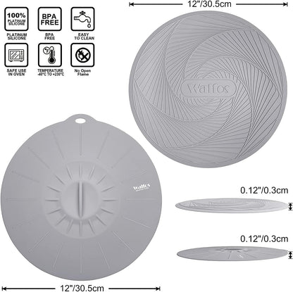 Walfos Silicone Trivet Mats - 4 Heat Resistant Pot Holders, Multipurpose Non-Slip Hot Pads for Kitchen Potholders, Hot Dishers, Jar Opener, Spoon Holder, Food Grade Silicone & BPA Free (Black)