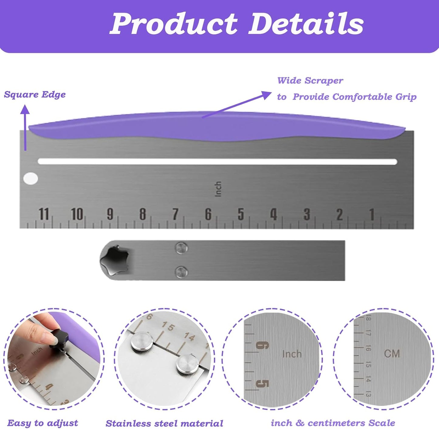 HAKUNA 12 Inch Stainless Steel Cake Scraper,Cake Scraper Smoother,Adjustable Kitchen Frosting Spatula Cake Leveler Tool,Cake Bench Scraper for Mousse,Cheese,Cream Cake Decorating Tools